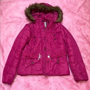 Dollhouse Magenta/Bright Pink Puffer Coat w/ Detachable Faux Fur Lined Hood